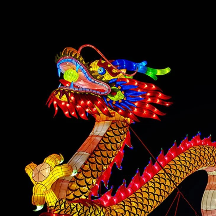 Antique Chinese Red Dragon Lantern With LED Light